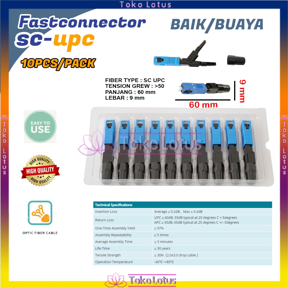 Fast Connector SC UPC Buaya 10PCS/1PACK  Fiber Optik Connector FTTH