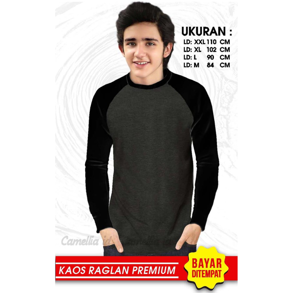 Kaos Raglan (POLOS)/Kaos Pria Lengan Panjang/ Kaos Pria/ Kaos Cowok/ Kaos Oblong/Misty