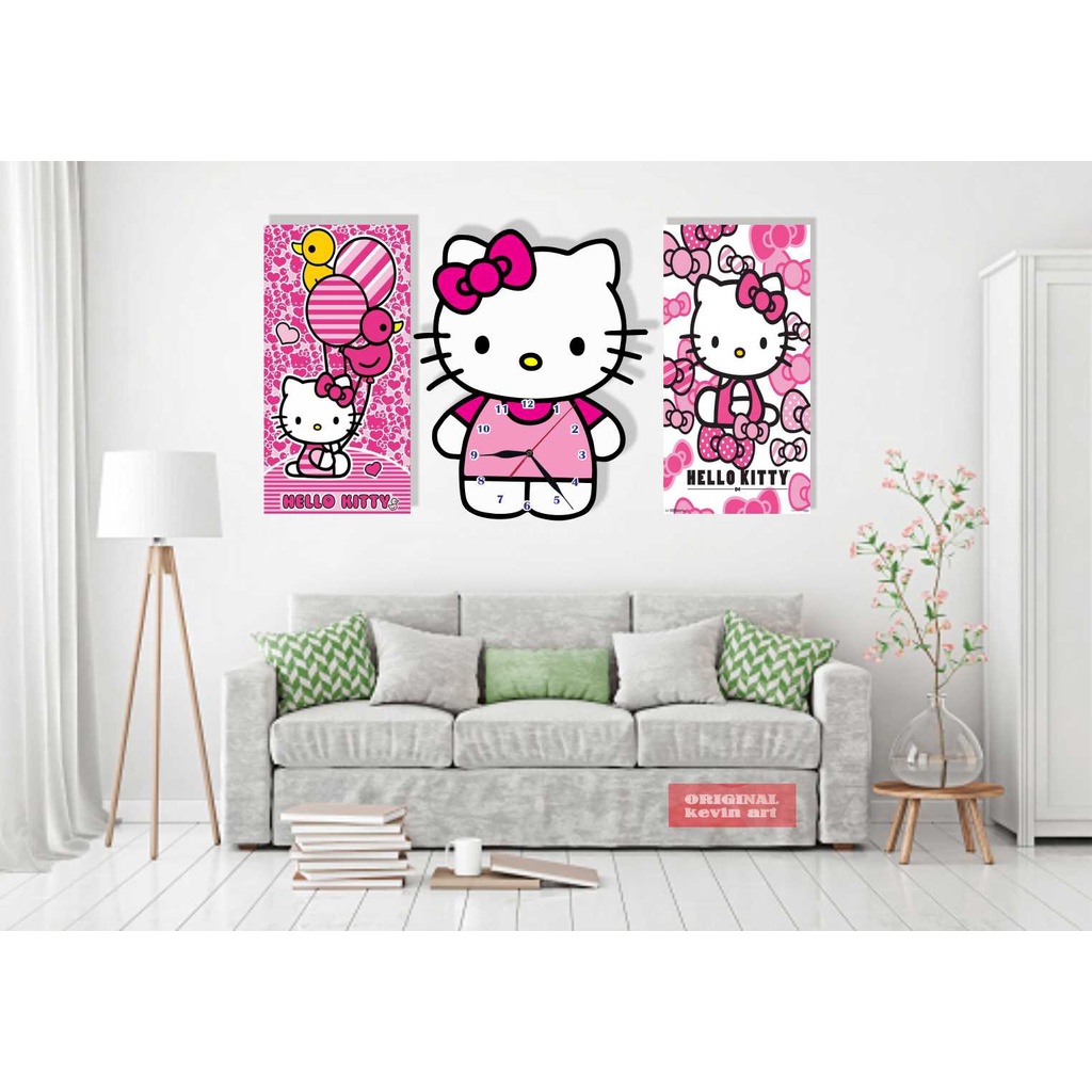 JAM DINDING HELLO KITTY KOLEKSI SERBA SERBI KARAKTER HELLO KITTY PERNAK PERNIK HIASAN DINDING KAMAR TIDUR UNIK CUSTOM TERBARU PALING LARIS  DEKORASI ULANG TAHUN PAJANGAN DINDING TEMPEL TEMBOK UNIK AESTHETIC KLASIK MINIMALIS HADIAH KADO SOUVENIR MURAH