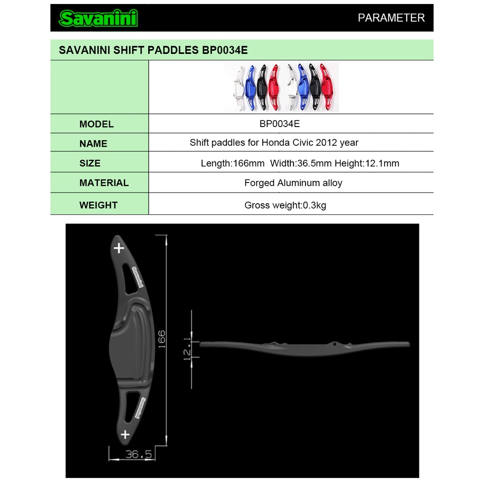 Savanini Paddle Shift Honda CRV 2013 - 2016 &amp; Civic FB 2012 - 2015