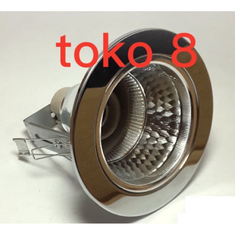 Downlight 3,5 / 4 inch Adjustable + Fitting E27 Putih &amp; Silver / Lampu Plafon