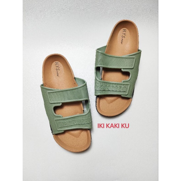 SANDAL GUNUNG WANITA SLOP BIRKEN STOK IMPORT BAHAN JELLY KARET BAN ANGIE RINGAN HYS 2039-1