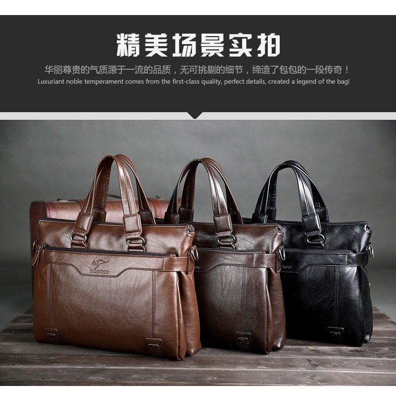 [ORIGINAL] Badenroo Tas Kerja Kulit Selempang Pria Laptop 14 Inch Casual Style Briefcase Bag Import