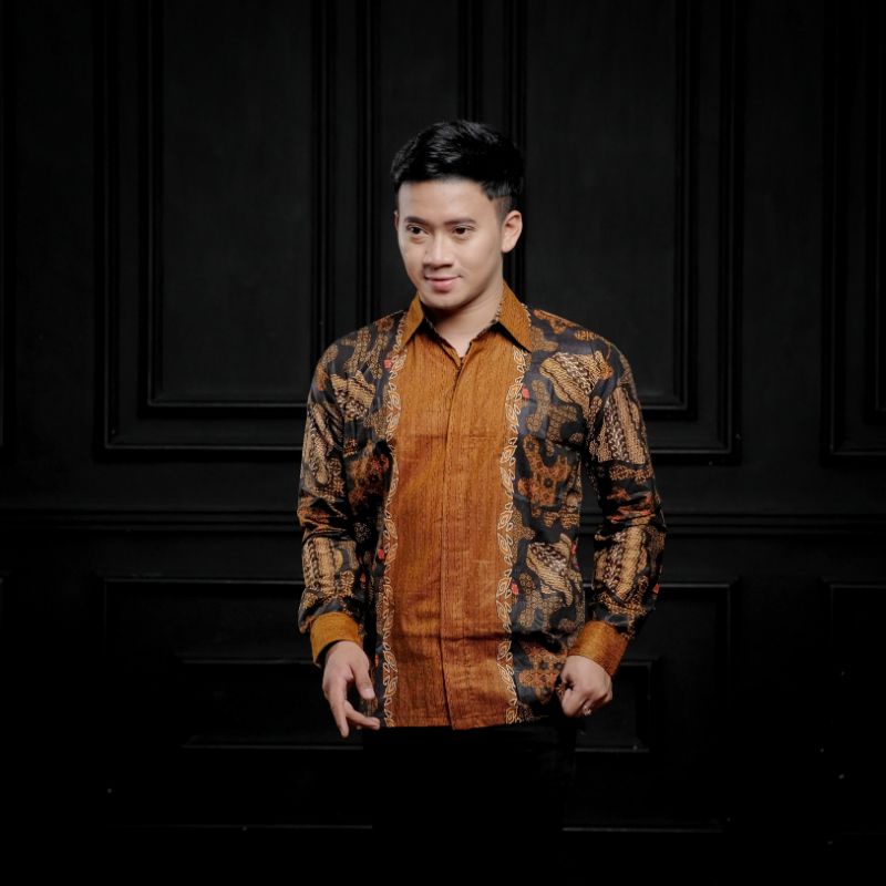 Batik Couple Maura Modern Sania Ruffle Sarimbit Batik Couple Keluarga Ayah Ibu & Anaknya - motif pulau-Kemeja panjang