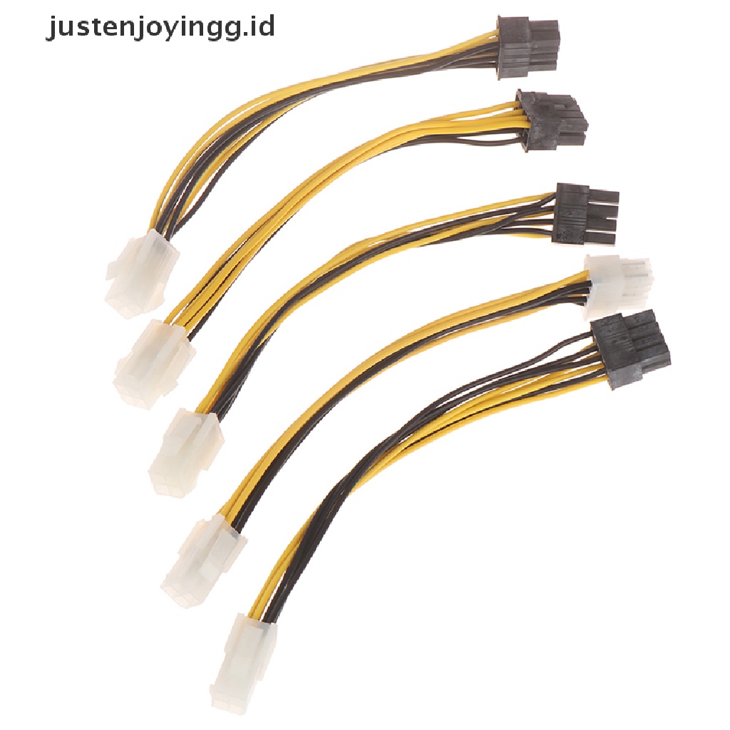 // justenjoyingg.id // 5Pcs ATX 4 Pin Male to 8 Pin Female EPS Power Cable Adapter CPU Power Connector ~