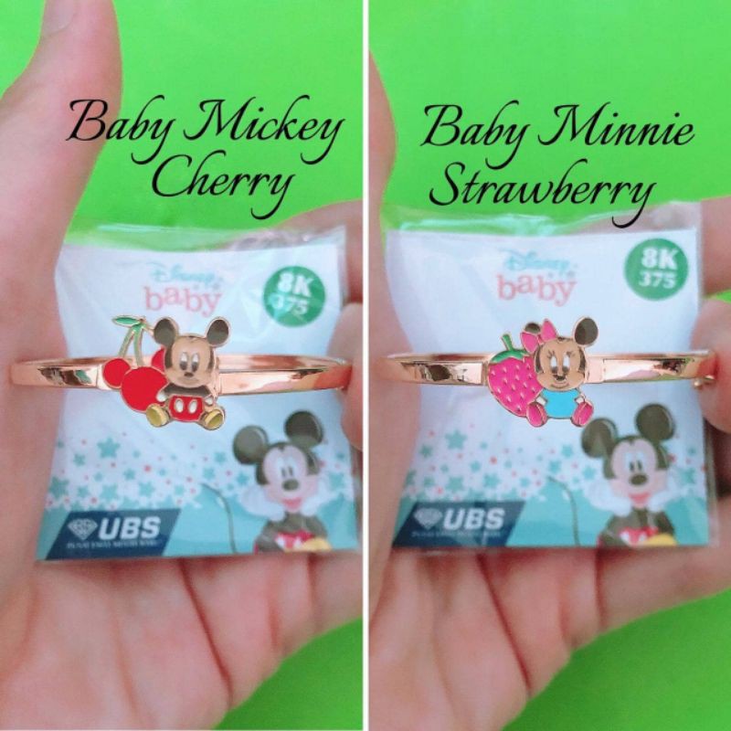 Kalung dan gelang bangle anak baby mickey minnie daisy donald cherry strawberry apel UBS 8K 9K