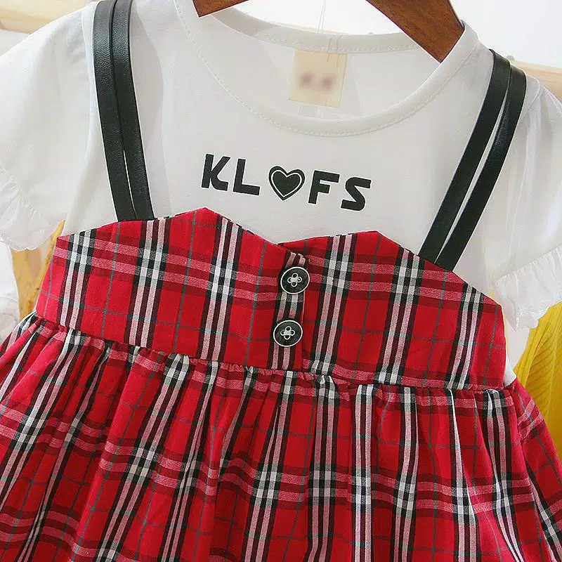 COD BAYAR DITEMPAT BAJU ANAK IMPORT DRESS KOTAK MERAH ANAK USIA 6 BULAN-1 TAHUN