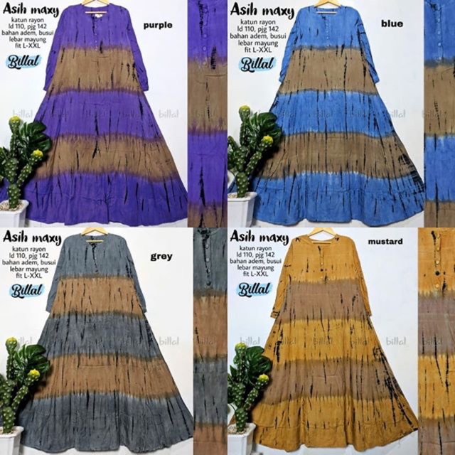 Asih Maxy Dress Katun Rayon Two Tone Gradasi