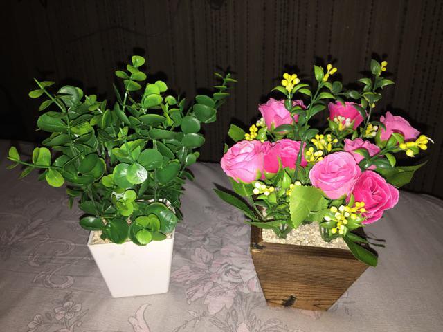 Set Bunga Plastik Ekaliptus Denga Vas Melamin