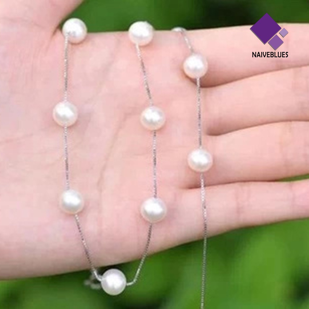 Kalung Choker Rantai Pendek Aksen Mutiara Imitasi Untuk Wanita