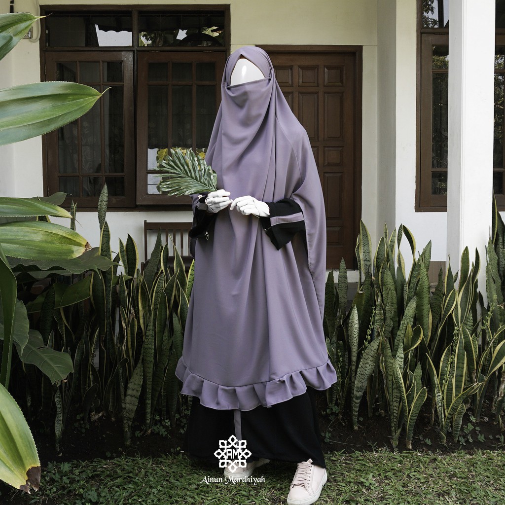 French Khimar Khadijah (Mauve/Ungu tua)