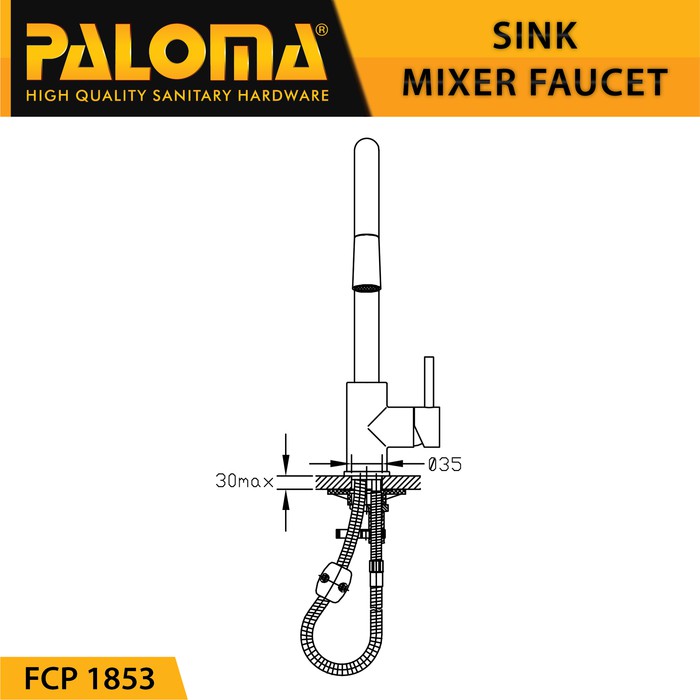 Faucet PALOMA FCP 1853 Keran Kran Air Panas Dingin Sink Dapur WITH PULL-DOWN SPRAY HEAD