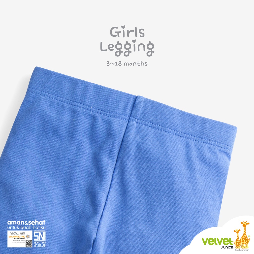 Velvet Junior Legging Bayi - Baby Girls Legging Solid Blue / Biru