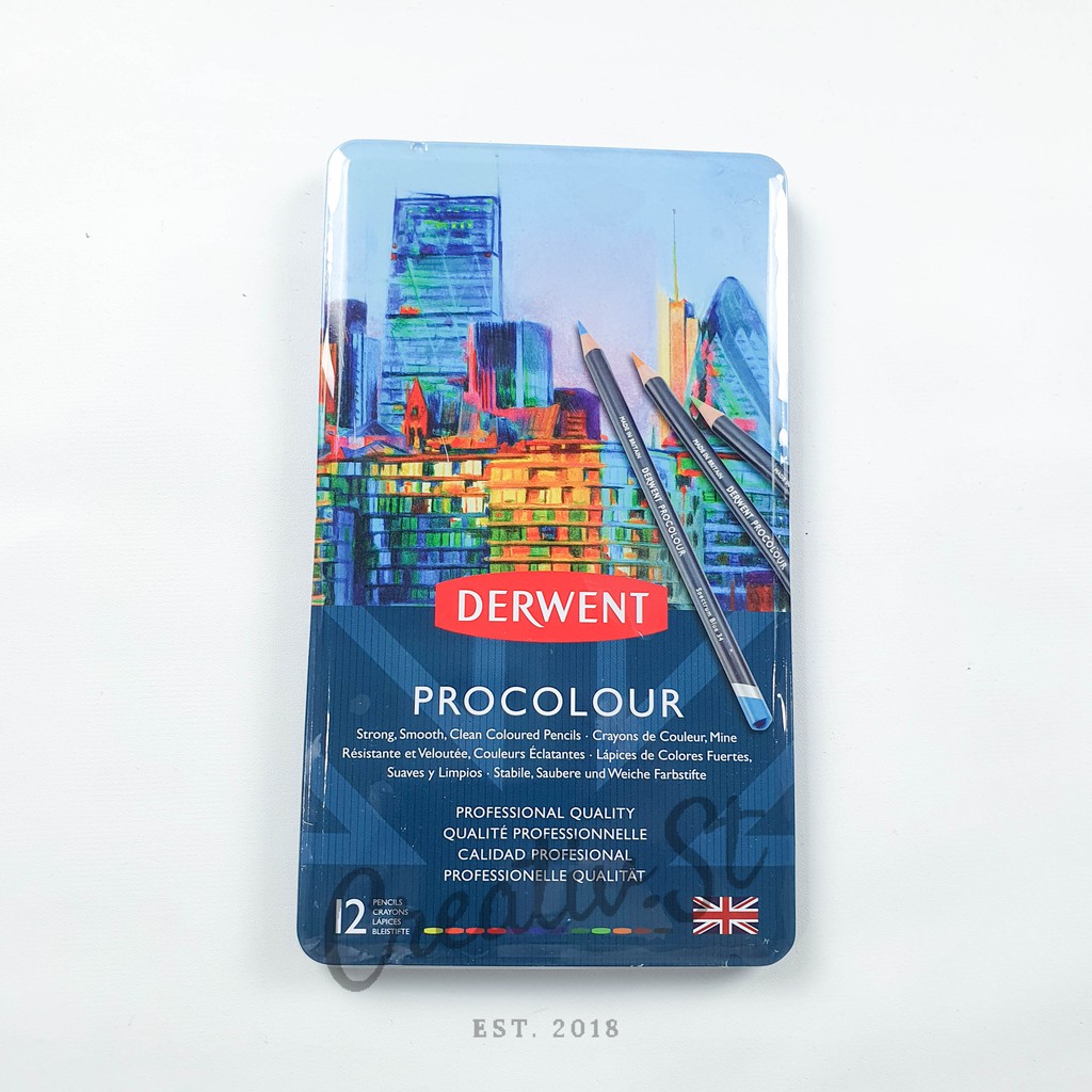 

Derwent Procolor 12 Tin Case Color Pencil Pensil Warna