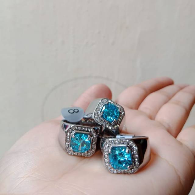 Cincin pria titanium batu asli