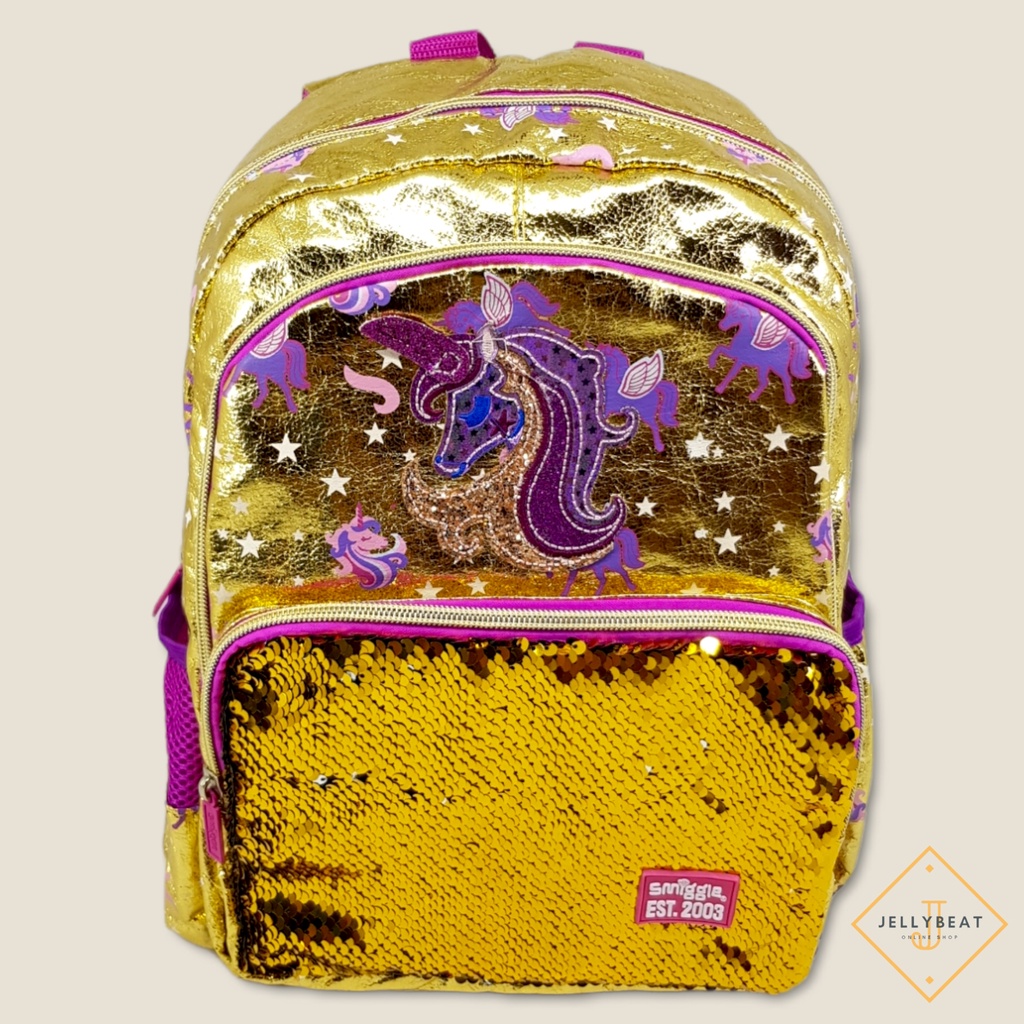 Tas Ransel Import Smiggle - Junior Gold Unicorn
