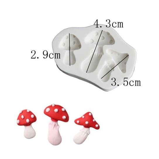 3D Silicone Mold Fondant Cake Decoration - Three Mushroom