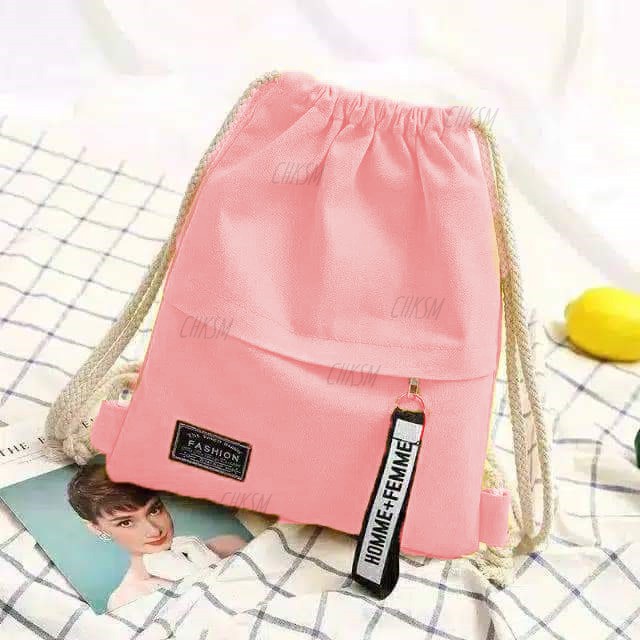 SANSURBAGS RANSEL SERUT WANITA HOME - Stringbag Korea Termurah-Pink