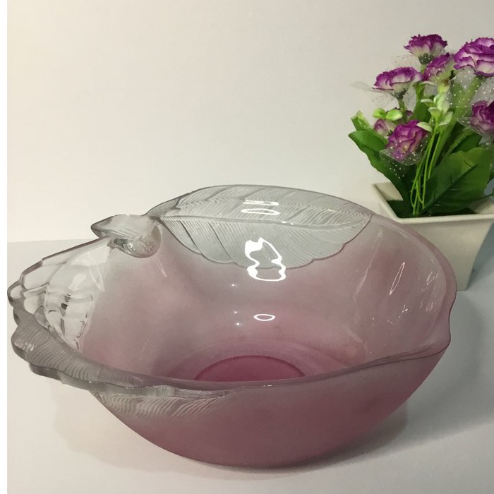 Mangkuk Kaca Besar/Peach Colored  Bowl/Mangkok Motif Buah/Glass Bowl 23cm/Mangkok Saji/Wadah Makanan