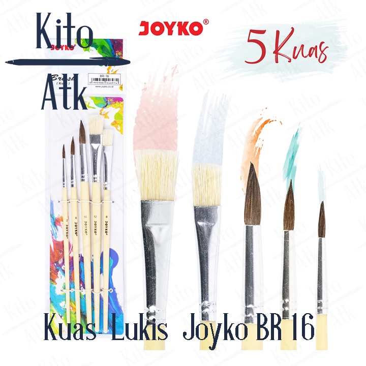 

Kuas Brush Set Joyko BR-16 Isi 5 / Kuas Lukis Cat Air Akrilik Minyak