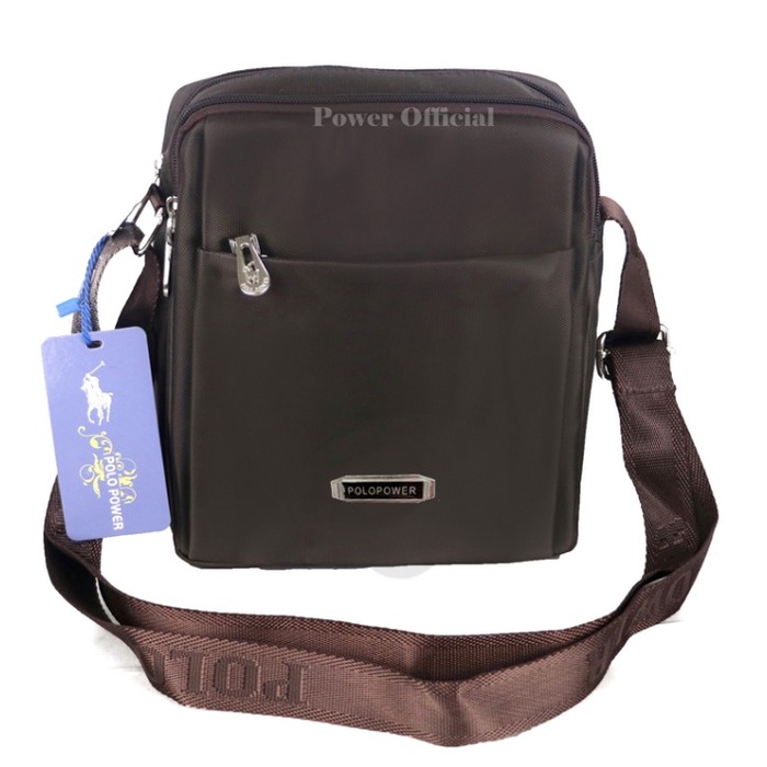 Polo Power 012M Tas Slempang Pria Sling bag Import Tas Polo Original - Cokelat, M