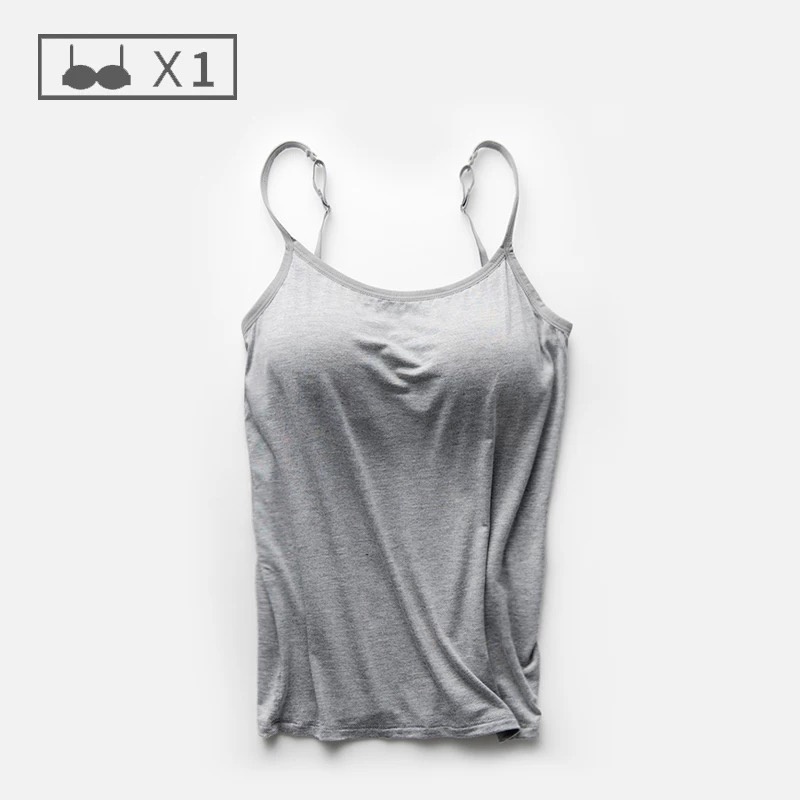 Arbelacoth - (7 warna) Basic Tanktop Bra / BUILT IN BRA tankbra-Grey