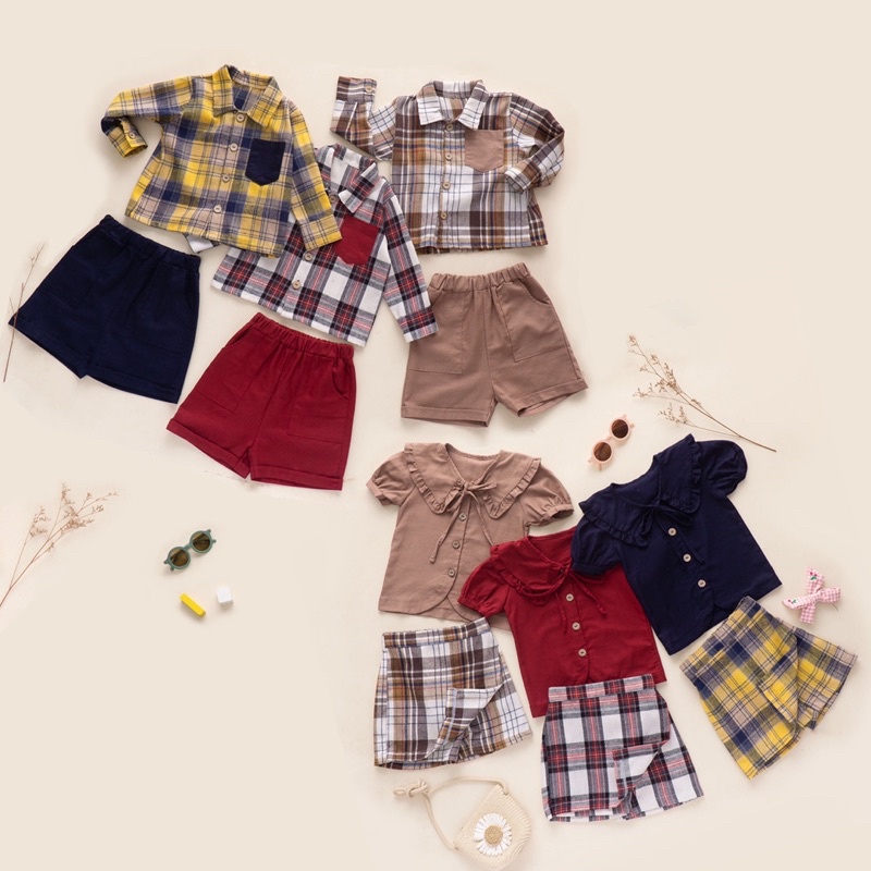 Calvin Celya Flanel Couple Set Short &amp; Skort