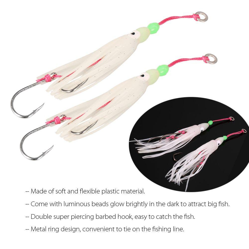 TOP 2pcs/lot Kait Umpan Gurita Air Asin 6cm /10cm /12cm Buatan Portable Fishing Tackle
