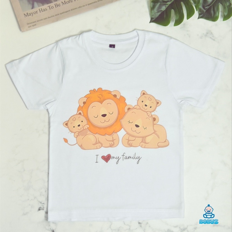 Kaos T-Shirt Baju Anak Laki Laki Perempuan Unisex Family Shirt Model Lion Family