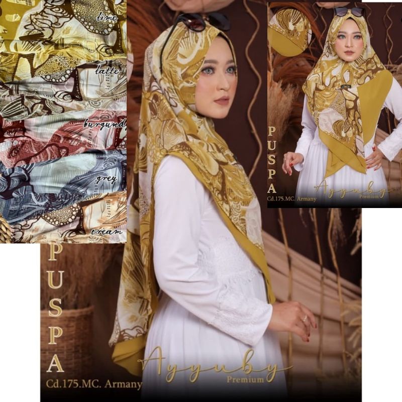 HIJAB AYYUBY PUSPA MOTIF ORIGINAL Ori bahan cruty