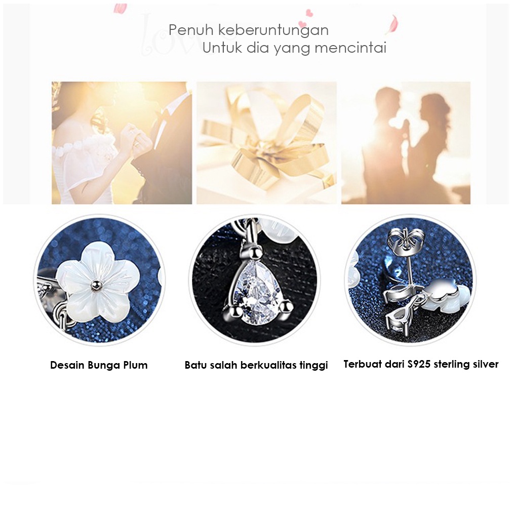 Anting wanita Klip Korea Murah/Anting wanita Import Stud Earring Flower plum/Anting Wanita S925