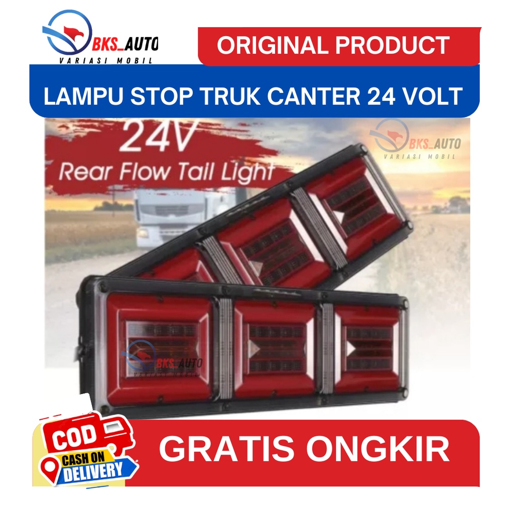 Lampu Truk Variasi Led Stop lamp Stoplamp Let Parkir Belakang Truck Trek 3 Kotak Rem Kedip Voltase 2
