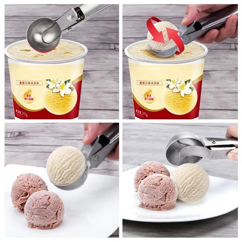 Sendok Scoop Es Krim / Semangka / Buah / Dessert Bahan Stainless Steel Anti Beku Untuk Dapur