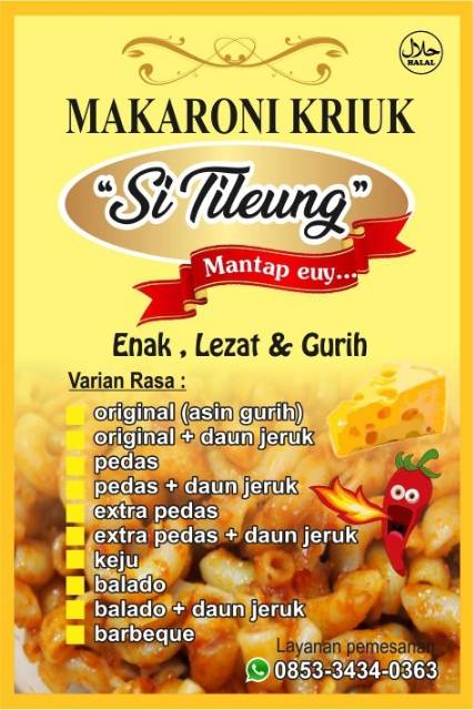 

ADR MAKARONI KRIUK 1 KG / MAKARONI SI TILEUNG/MAKANAN RINGAN
