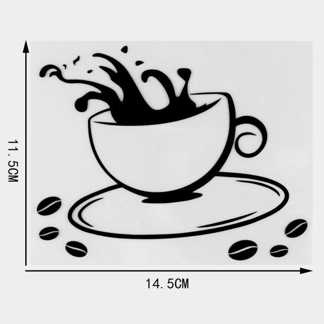 COD 1Pcs Stiker Cutting Dinding Keren gambar Cangkir Biji Kopi Cafe tiker mobil motor sepeda tepong 