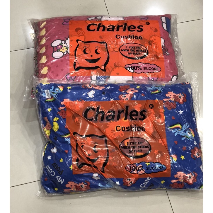 Bantal CHARLES BANTAL MOTIF KARAKTER BANTAL KEPALA BAHAN SILICON / DAKRON / BUSA Tidur Charles Silikon Putih Vakum Empuk Grosir Murah