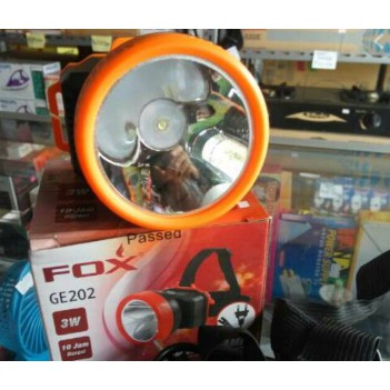 Senter kepala Fox 2W fox Ge 202 Cahaya Putih 10Jam Penerangan Rechargeable Charge senter cas 201