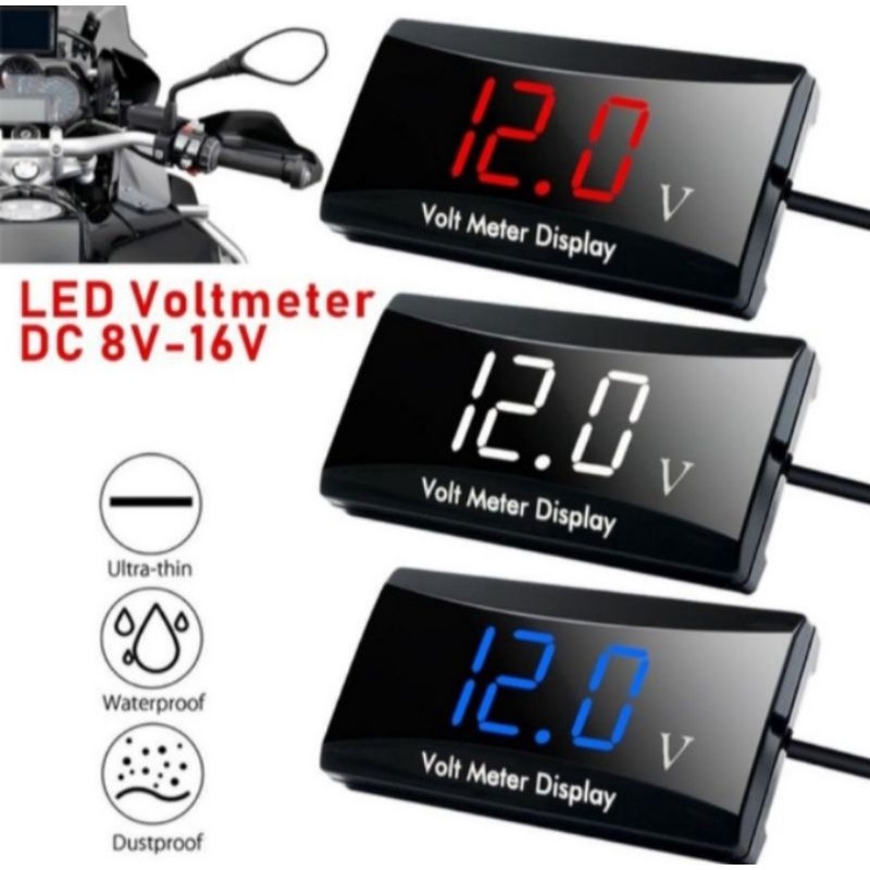 Voltmeter Volt Meter ACCU Aki 2in1 Mini 12V produk original rizoma 2in1 Universal Semua Motor