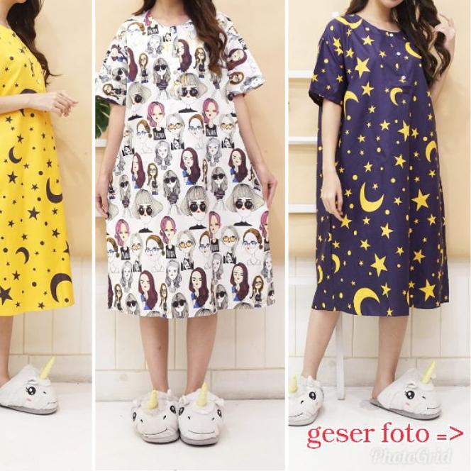 ✷ DASTER JUMBO LD 120 KATUN KARAKTER KANCING DEPAN BUSUI BUMIL LENGAN PENDEK GUDANG_DASTER_PEKALONGA