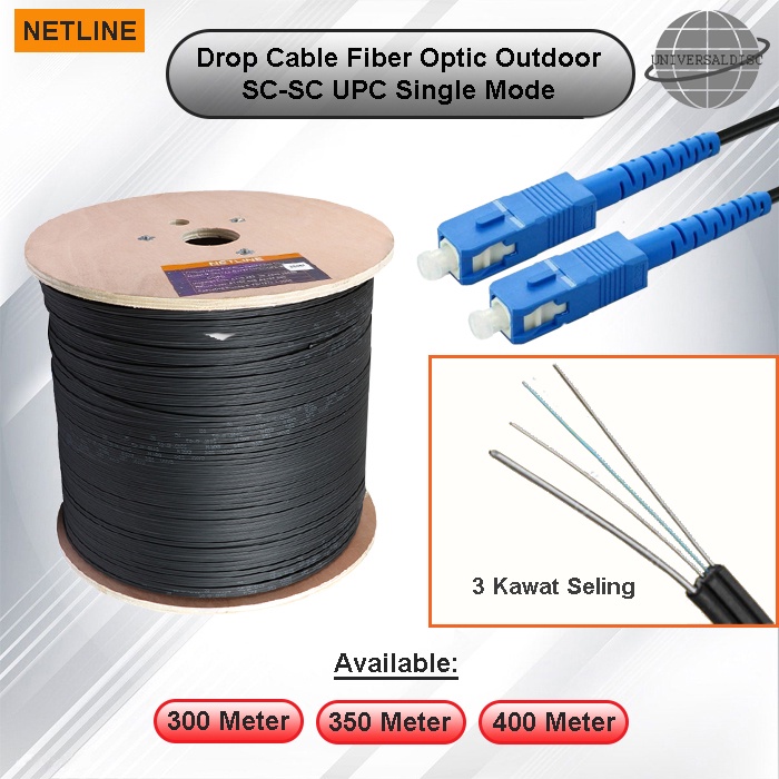 Drop Cable Fiber Optic SC Single mode 300m Outdoor Netline 300 Meter