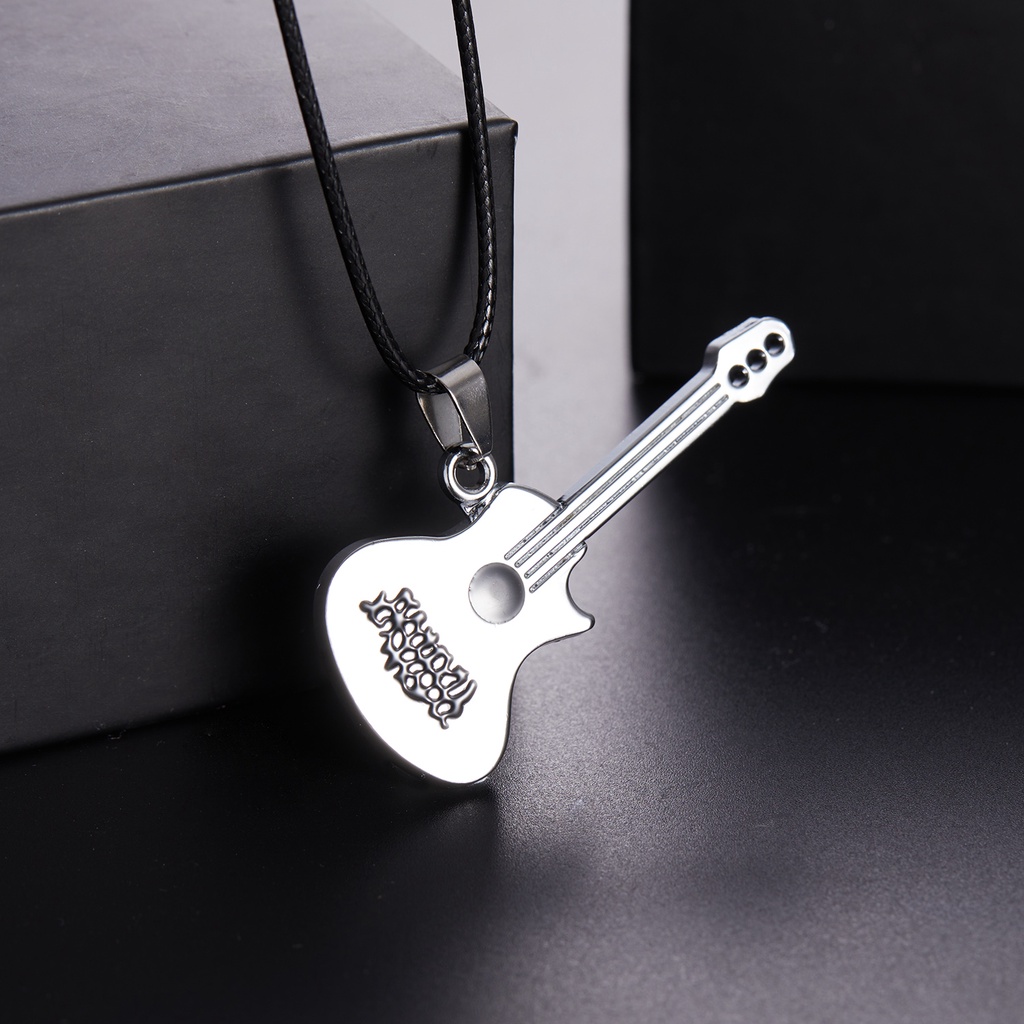 Kalung Liontin Bentuk Gitar Biola Bahan Stainless Steel Gaya Hip Hop Punk Rock Untuk Pria Dan Wanita