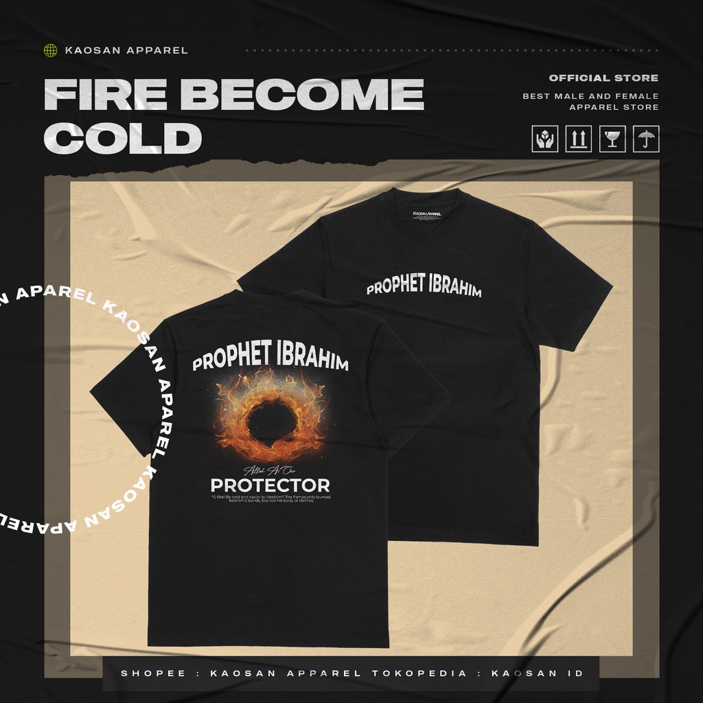 Kaos Muslim "Miracle Of Prophet Ibrahim" -Kaos Muslim/Kaos Dakwah/Kaos Islami/Baju Islami/Baju Dakwa