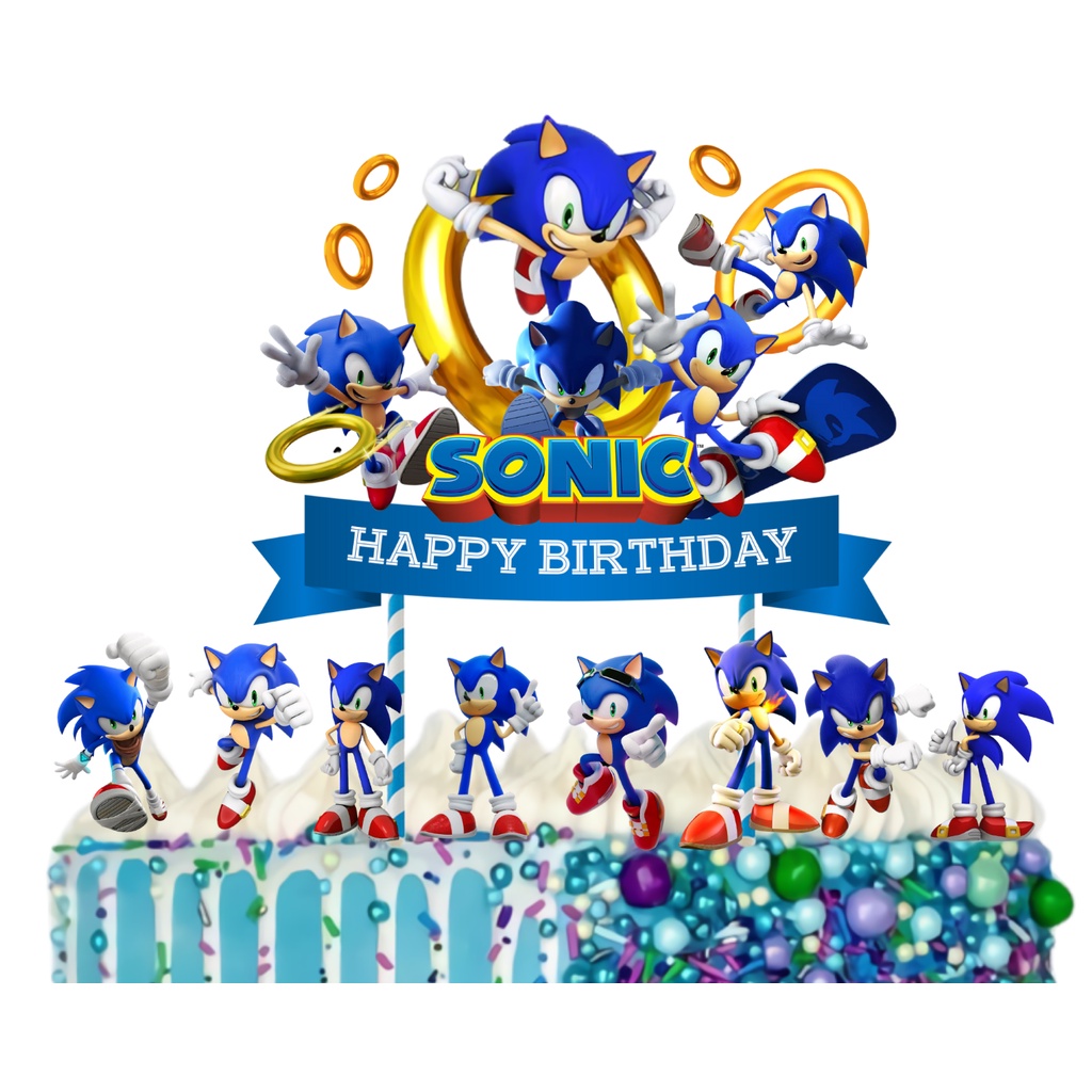 

topper cake super sonic /hiasan kue happy birthday