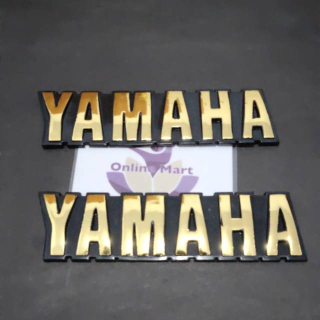 Emblem tangki RX king tulisan Yamaha gold