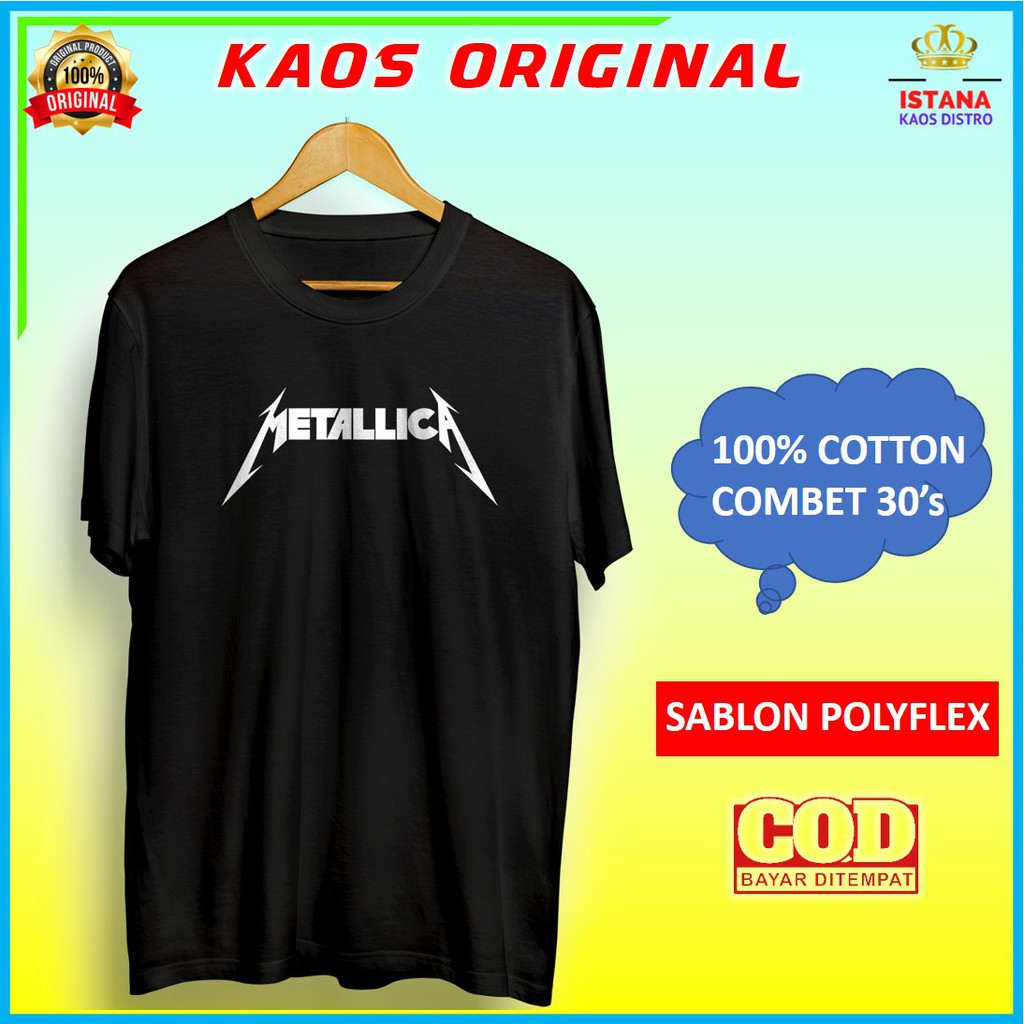 Baju Kaos Band Pria Distro Cowok Keren Murah Dewasa Original Lengan Pendek xxl Metallica kd135