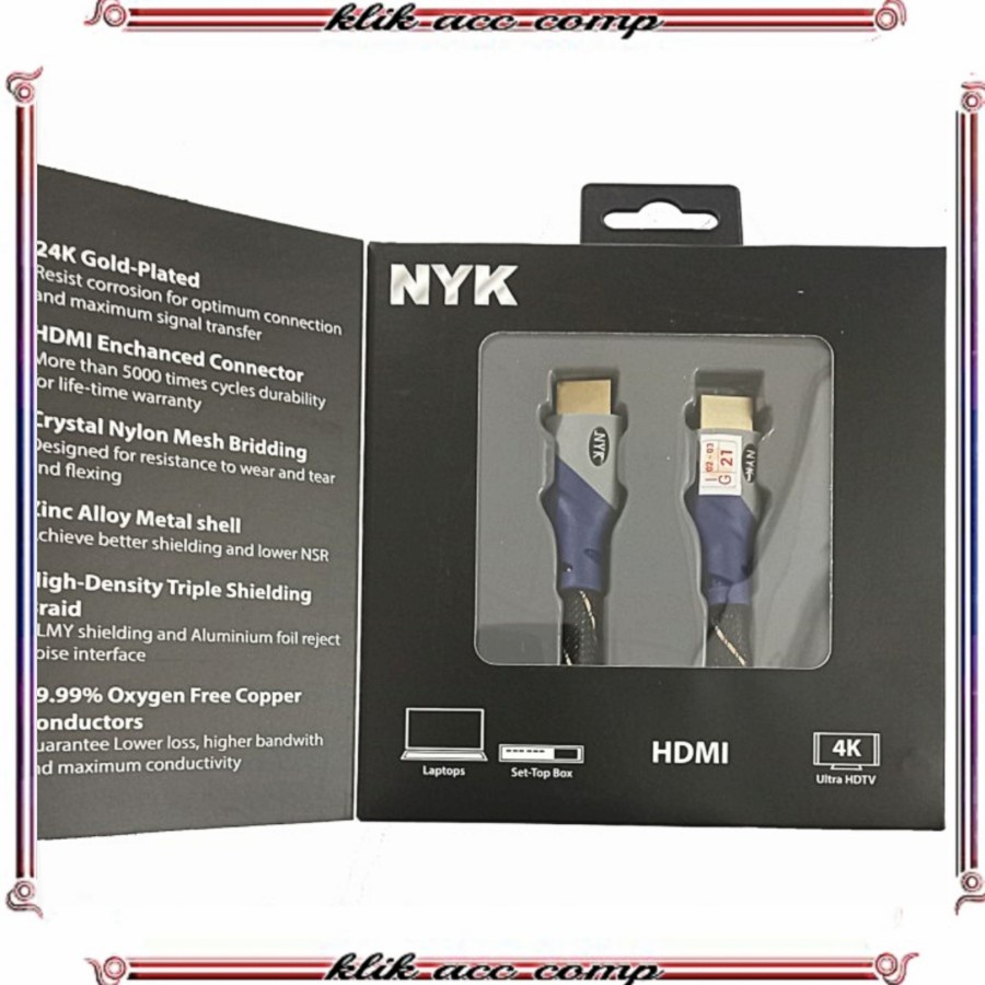 Kabel Hdmi 3 meter NYK full hd 1080p 4K / HDMI MALE-MALE 3 METER