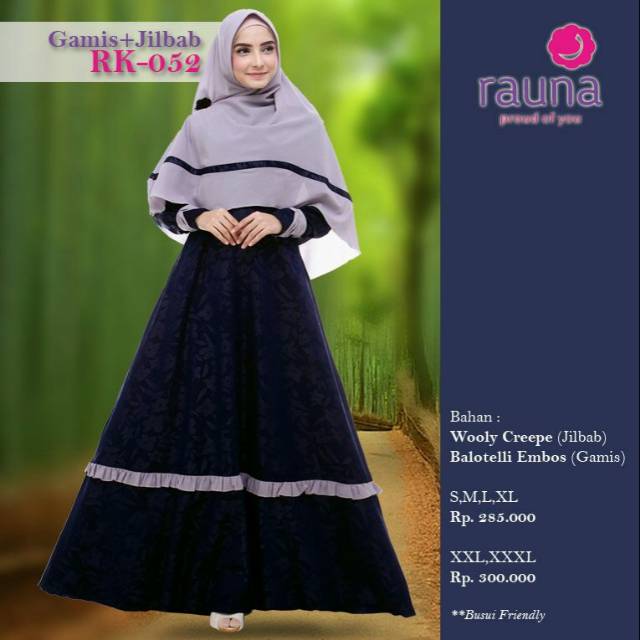 Rk 52 gamis syari abaya gamis baju kekinian gamis putih fashion wanita muslim panjang ori rauna
