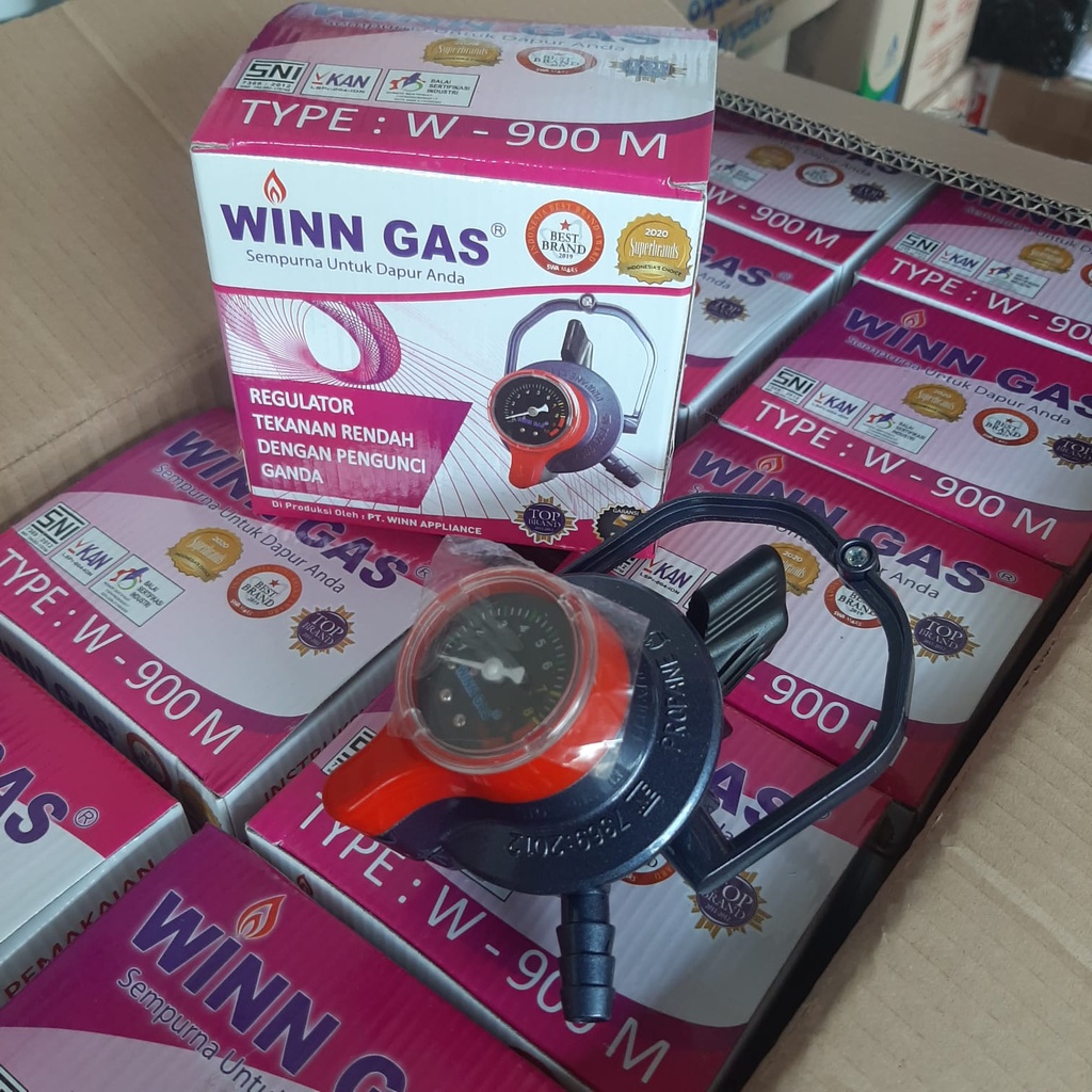 WINN GAS WIN Regulator Gas Pengunci Ganda W900M METER SELANG LOW PRESSURE TEKANAN RENDAH  Winn Gas W900M