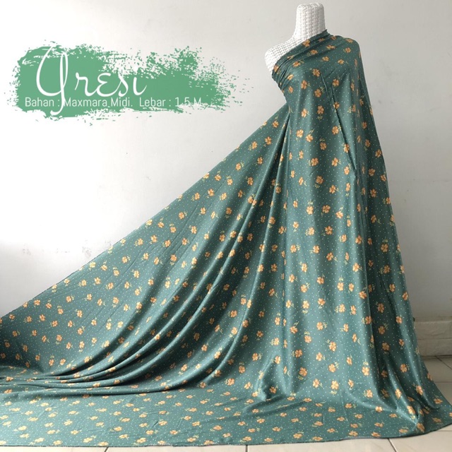 GRESI KAIN MOTIF BUNGA BAHAN MAXMARA MIDI