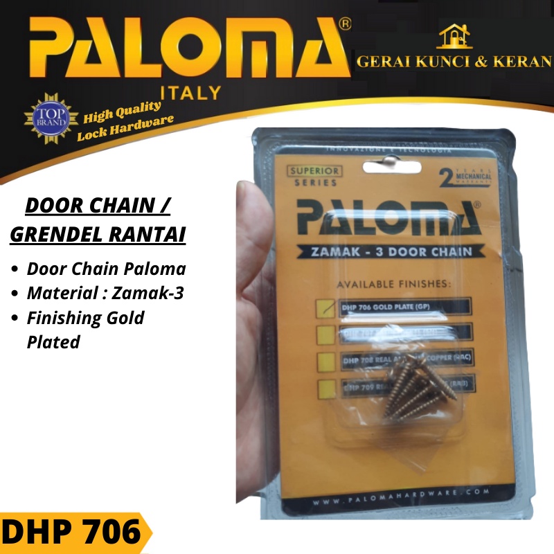 PALOMA DHP 706 GRENDEL PENGAMAN PINTU RANTAI PENAHAN DOOR CHAIN GOLD